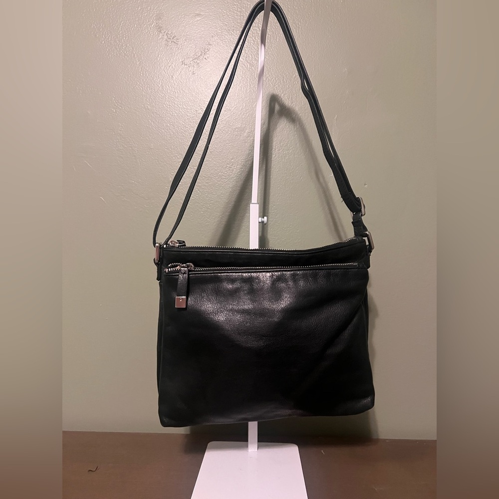 Margot Black Leather Crossbody Bag